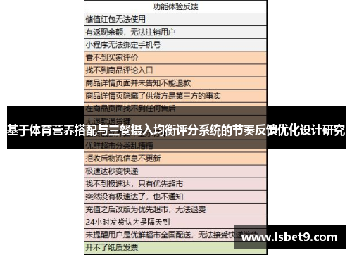 基于体育营养搭配与三餐摄入均衡评分系统的节奏反馈优化设计研究