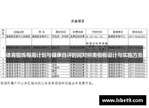 体育锻炼每周计划与健康自评时间对照表模板设计与实施方案